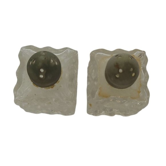 Vintage Cut Glass Mini Salt Pepper Shakers Aluminum Lids MCM MId Century - Picture 6 of 8